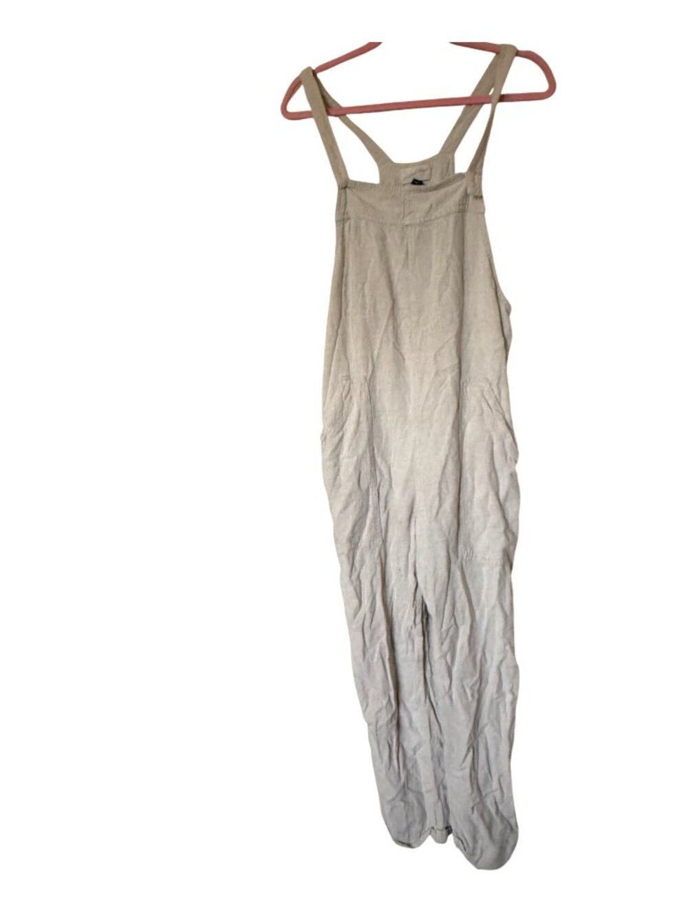 Universal Thread Beige Linen Blend Overalls With Pockets Womens Size M